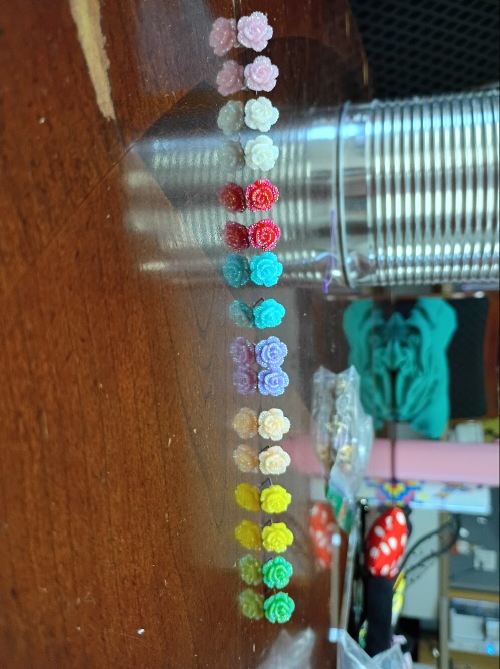 Kids Floral Bead Rose Stud Earrings - Multicolor